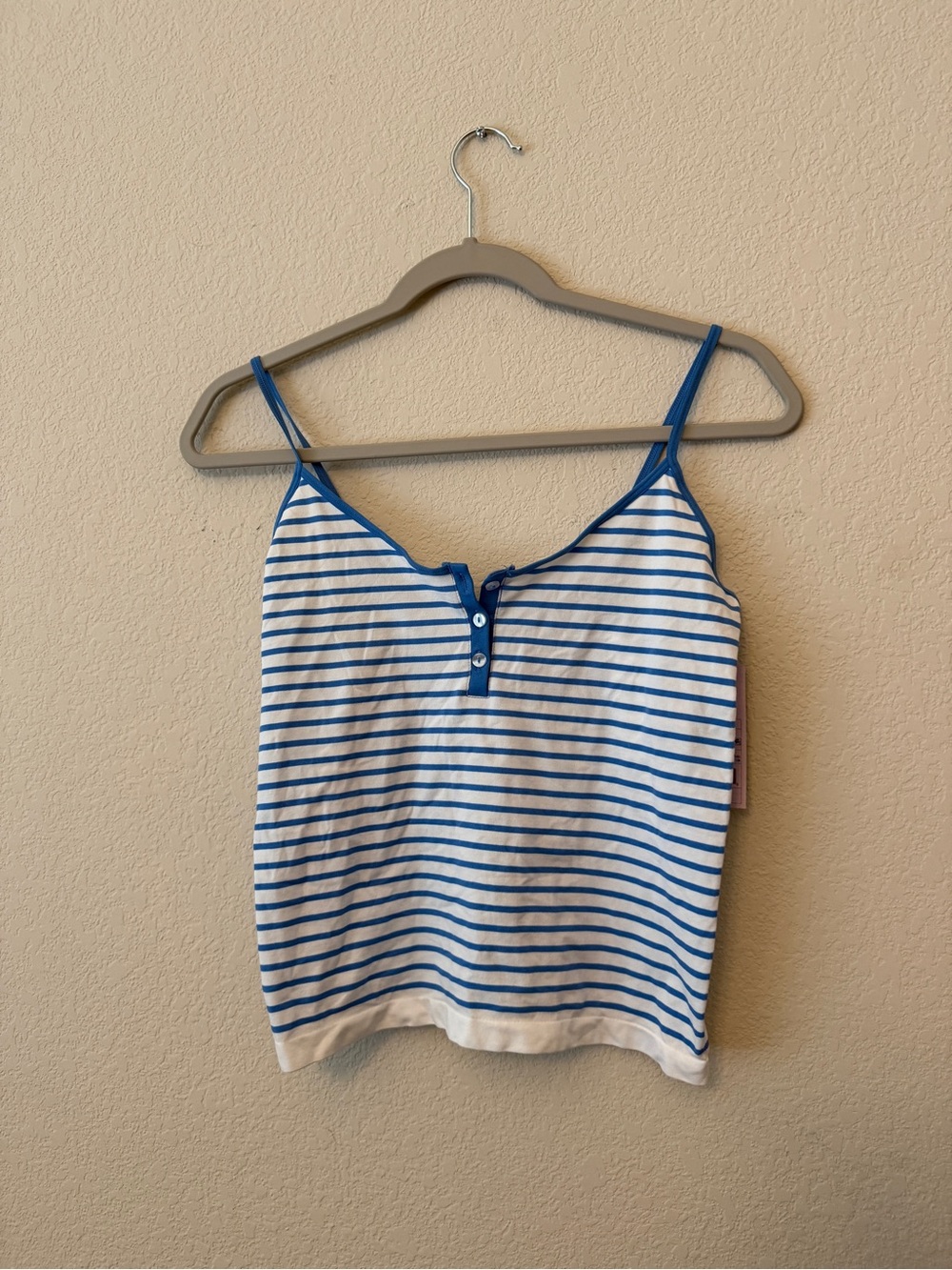 Blue Stripe Tank Top with Buttons